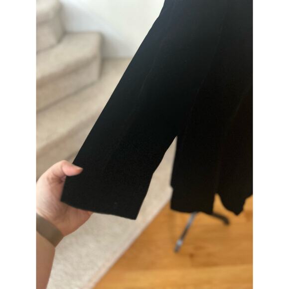 Vintage Ann Taylor Black Crushed Velvet Long Line Cardigan - Picture 3 of 7